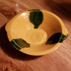 Yellow Bowl with Green Accents
